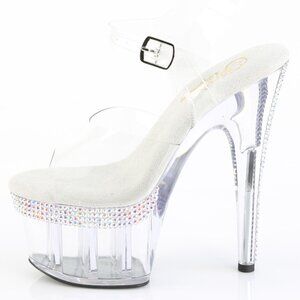 Dazzling Clear Platform Heels with Rhinestone Embellishments for Dancing
